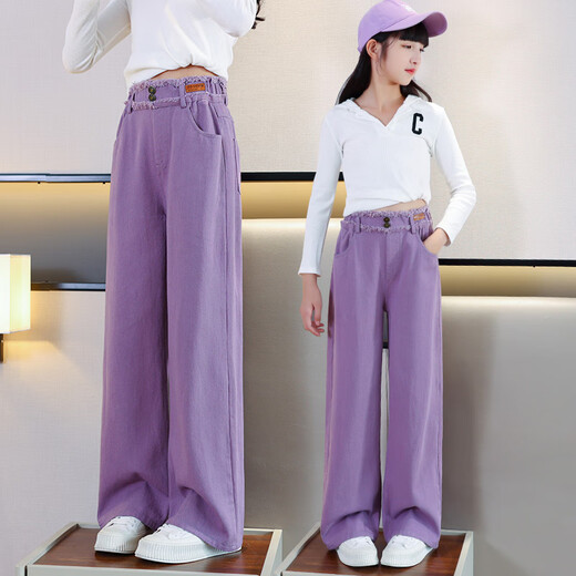 优优1点（Yoyo one）女童时髦洋气套装春秋装2025新款春秋儿童休闲运动衣服大女孩卫衣 4882白+13049紫色 170cm