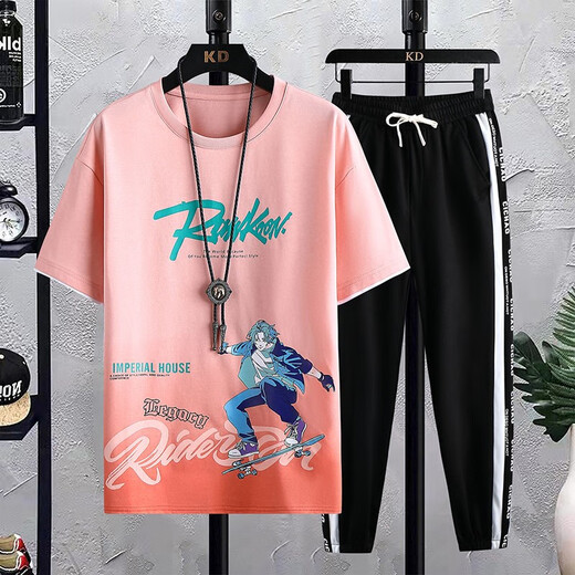 Gegusen (Gegusen) Teenager kurzärmeligte T-Shirt Boy 12-15 Jahre alte Junior- und Senior High School-Schüler Pure Cotton Clothes Big Children Handsome Sports-Anzug Trend 683 Blau (Single Short-Ärmer) 3xl (140-165jin [Jin gleich etwa 0,5 kg]))