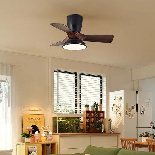 
Weather vane modern simple children's room fan light bedroom ceiling fan light frequency converter electric fan chandelier silent household integrated light fan frequency converter 32-679B black ceiling-deep wood grain light change remote control