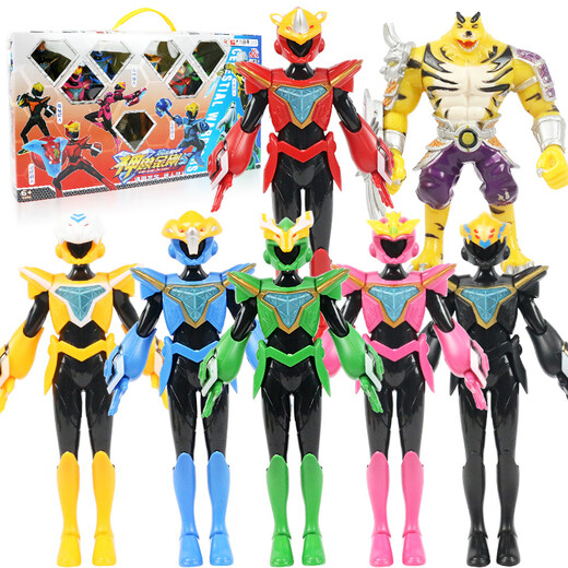 Sanbao (Sanbao) Divine Beast Vajra 3rd Generation 5th Generation Super Crystal Armor Super Variable Star Armor Children's Anime Toy Transformation Combination Robot Set [Divine Beast Vajra 5] Six Full Sets of Superman Dolls
