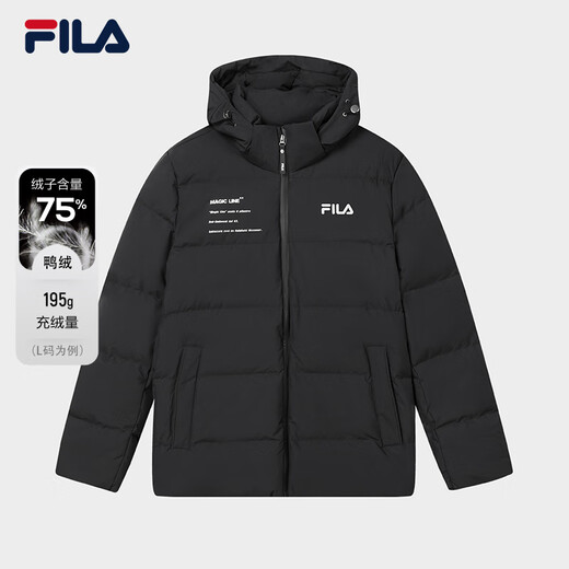 FILA official couple down jacket 2025 winter fashionable casual hooded top warm jacket for men and women