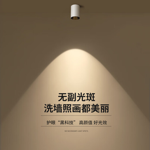 爱多辉明装筒灯射灯led天花灯免开孔家用圆形吸顶式玄关走道卧室6223 新升级60°筒灯-12w黑色款3500k