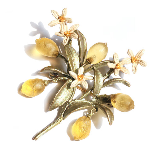 Michael Michaud London V&A Museum Gold and Silver Jewelry Art Brooch Niche Retro Design Birthday Gift for Girlfriend Lemon Brooch