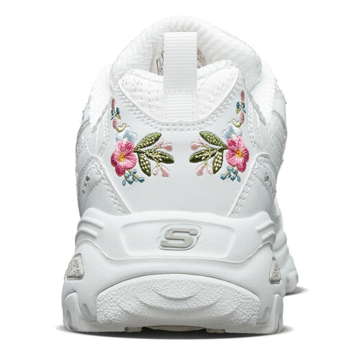 Skecher white dad shoes women's summer white shoes couple's flagship panda shoes outdoor casual sneakers women [flower style] 11977-WHT 35