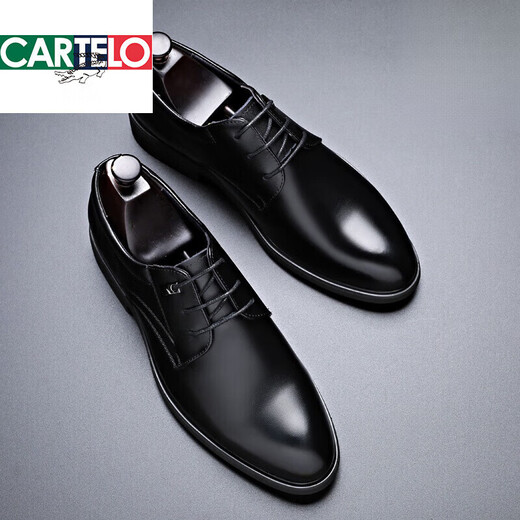 Cartelo Brand Trendy Sandales en cuir authentique Summer Hollow Houstable Houstable Inner Saufre en cuir formel Rencontre pour les hommes Business Chaussages de trou décontractés Breatte Noir 9928 Été Hollow Flat Heel Style 37