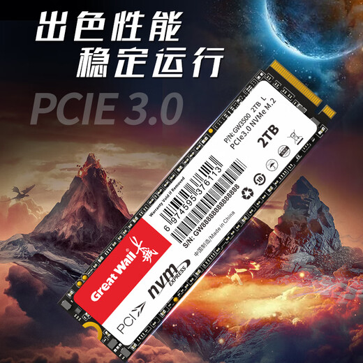 长城（Great Wall）2T SSD固态硬盘 M.2接口(NVMe协议)PCIe 3.0x4 GW3500系列 读速可高达3500MB/s