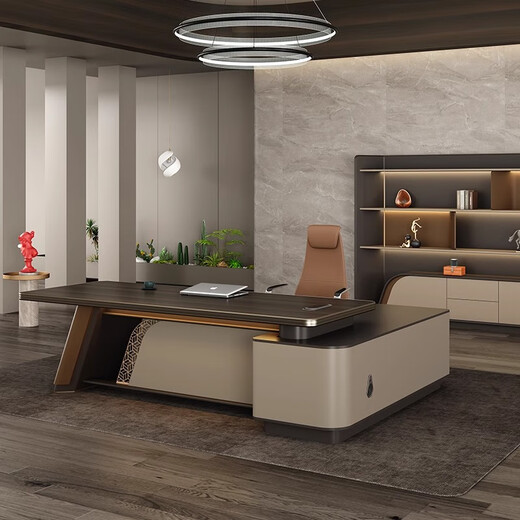 Hanjitangyu light luxury desk boss desk and chair combination high-end simple modern president office chairman executive desk 2.0 meters boss desk