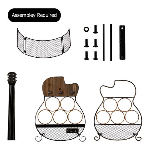 Vintiquewise guitar-shaped 5-bottle wine rack floor-standing metal ornaments home bar decoration