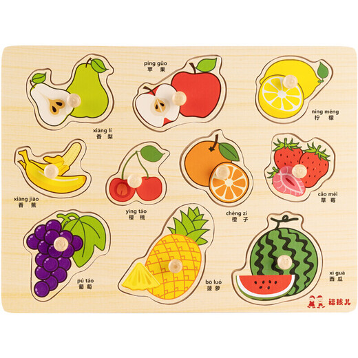 Fuhaier wooden fruit scratching board puzzle children's cognitive early education development toys infant and toddler panels matching boys and girls 3-5 years old baby intellectual enlightenment birthday Christmas gift