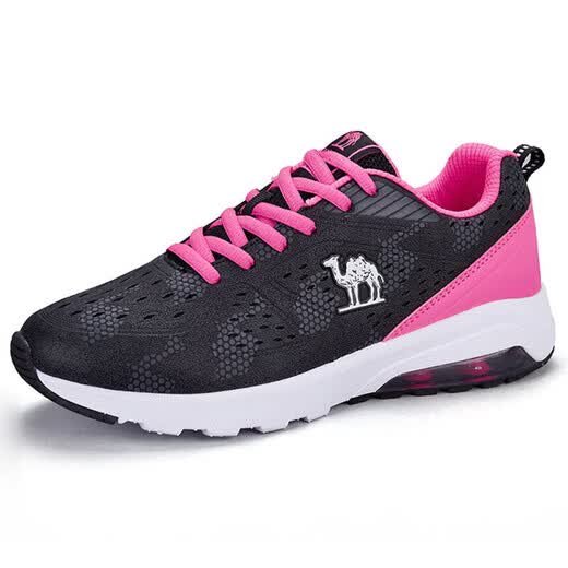 Camel (CAMEL) Camel sneakers, couples style, comfortable running shoes, non-slip, wear-resistant, breathable urban running shoes, A73397653, women's black/bright plum red 36