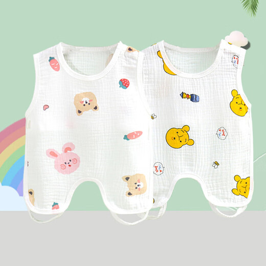 
9i9 baby bellyband pure cotton summer thin belly protection newborn half-back clothes baby belly circumference and legs gauze sleeping bag 2 pieces A29 bear
