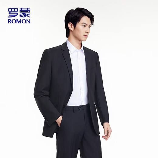 ROMON suit suit men's business commuter professional formal suit gentleman groomsman suit wedding dress 2502 black XL