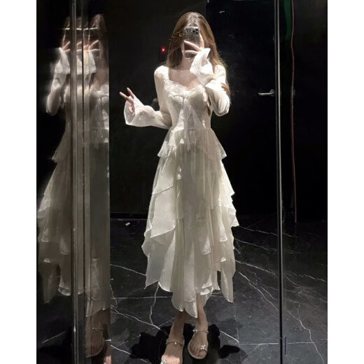 Yanlifen (Yanlifen) Vestido de gasa blanca de estilo blanco francés temperamento de vestido de primavera de hadas