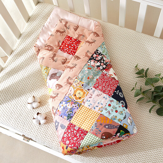 Newborn Baijia Quilt Finished Baby Handmade Pure Cotton Quilt Baby Cuddle Quilt Children's Autumn and Winter Thick Cover Blanket Summer Gong Xi Fa Cai (Removable Autumn and Winter Quilt) 100*100cm
