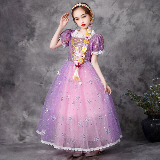 Lepeelsa Aisha Anna Aisha Treasure Frühling und Herbst Ye Luoli Kleid Langes Kleid 9227 Lila Frühlingsrock + Krone + Stick + Stick + Seuchen 100 Größe