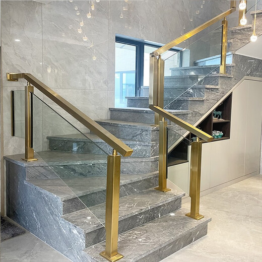 
Jin Risheng (FSJRS) stainless steel stair handrail tempered glass guardrail indoor and outdoor custom balcony column household simple railing High temperature painted matte black 1050 high-staircase thickened standard-1 column