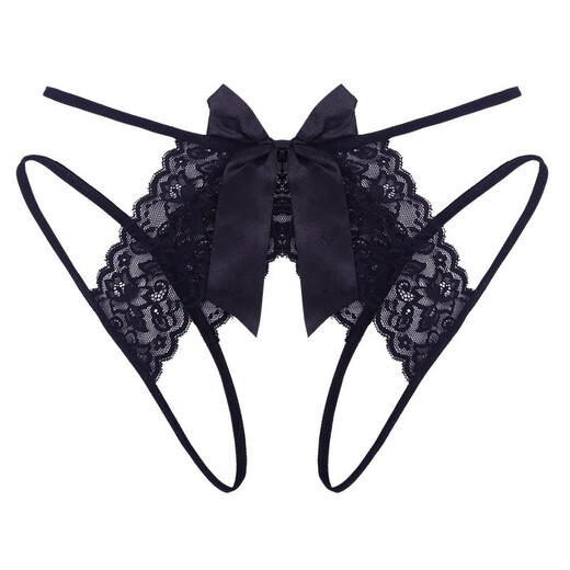 Yu Zhaolin (YUZHAOLIN) 2 pairs of underwear for women with open crotch without taking off easy insertion pure sexy sexy low waist and hip exposed lace thong NK5008 gray + black one size (recommended 80-120Jin [Jin equals 0.5 kg])