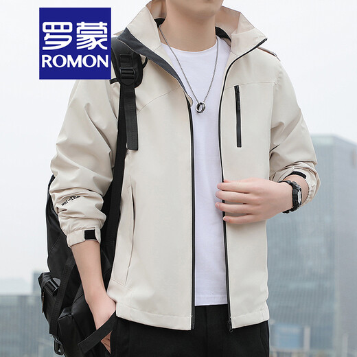 Romon Brand Jacke Herrenhäuser -Jacke Herren Frühling und Herbst 2022 Spring Mode vielseitige trendige lässige Gelegenheitskleidung Windschutz Arbeiten Herrenkleidung JK683 Black 175