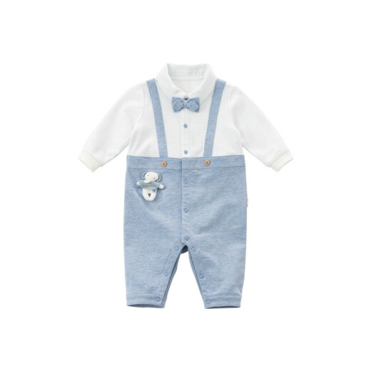 David Bella (DAVE/BELLA) baby boy jumpsuit newborn gentleman male baby long crawl suit spring newborn baby girl outing suit with floral blue [DBH15939] 80cm (recommended height 73-80cm)