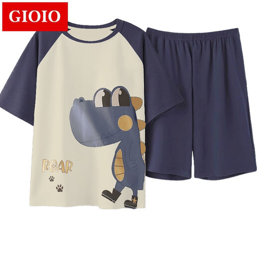 GIOIO男士睡衣夏季薄款棉质短袖短裤套装夏天青年休闲大码可外穿家居服 6623 L