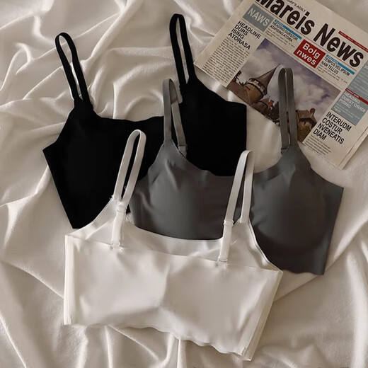 
Miaoyi Jia Bing Silk Underwear Women's Wireless Bra Bra Summer Thin Style Junior High School Underwear Girls Showing Small Breasted Chest in Summer Solid Color Wavy Ed Silk Underwear [White + Gray] 2 strips M [85-110Jin [Jin equals 0.5 kg]]