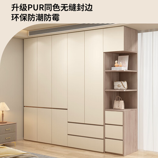 Zhilei ENF level wardrobe bedroom household light luxury flat door wardrobe storage cabinet household multi-door storage large wardrobe four doors 1.6 meters wardrobe