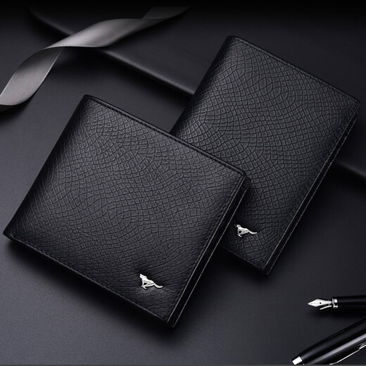 Sieben Wölfe Herren Brieftasche Echtes Leder Horizontal und vertikaler Brieftasche Kurzpuppe Reine Top-Schicht Cowide Ticket Clip Weiche Leder-Lizenz-Lizenzbeutel Zwei-in-Eins-Vertikale