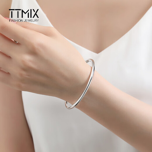 TTMIX women's platinum bracelet pt999 women's style platinum round bracelet smooth hollow plain ring bracelet for my wife 52mm weight 13.23g thick 3.9mm