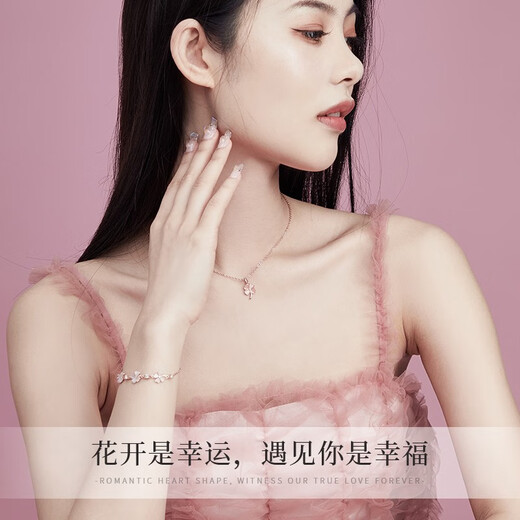 念芙两件套四叶草项链手链吊坠锁骨链三八节女生节礼盒装生日礼物 手链项链套装【礼盒装】
