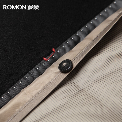 Romon long knee-length woolen coat for men in autumn and winter slim fit removable 90% down lining windbreaker jacket for men