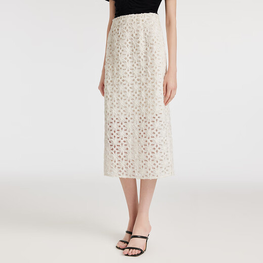 Gloria skirt women's new design French strap embroidered hip skirt 1C6R2B050 07W beige L