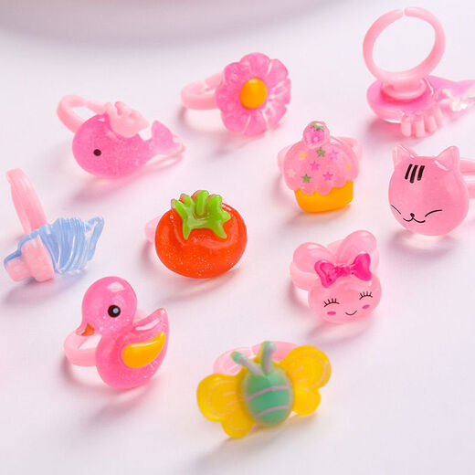 Qumeisi new children's ring ring cartoon girl princess jewelry imitation crystal gemstone girls jewelry gemstone style 36 mix and match box