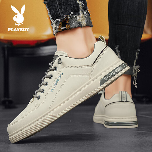 Playboy (Playboy) Herrenschuhe Herren 2025 Sommer lässige Schuhe Herren trendige Brettschuhe Herrenmodegeschäft weiße Schuhe Beige 41