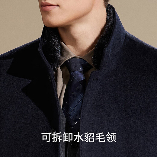 Antonio, herausnehmbares Gänsedaunenfutter und Nerzpelzkragen, langer Business-Freizeitmantel für Herren aus Maulbeerseide