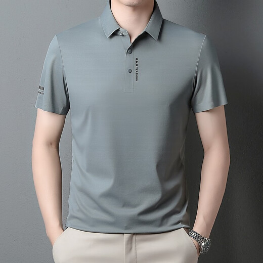 Anislun Light Luxus aristokratisch kurzärmeliges T-Shirt für Männer im Sommer dünne Festkörper-Mode-Freizeit und vielseitig halb Ärmeln Top T-Shirt für Männer 9859 Hellgrün M 170 [Empfohlen 120-134jin [Jin gleich 0,5 kg]]