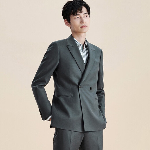 Anniversary Bird Suit Men's First Suit in Life Men's Fashionable Business Suit Micro Suede Suit Pants Suit Grass Green Solid Color 50 B(180/104) /Please note waist or trousers