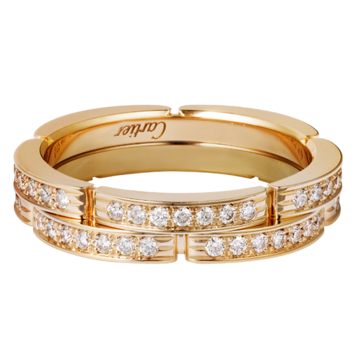 Cartier women's ring double row wedding ring 18K gold set with 42 bright diamonds B4 Chinese Valentine's Day gift 52