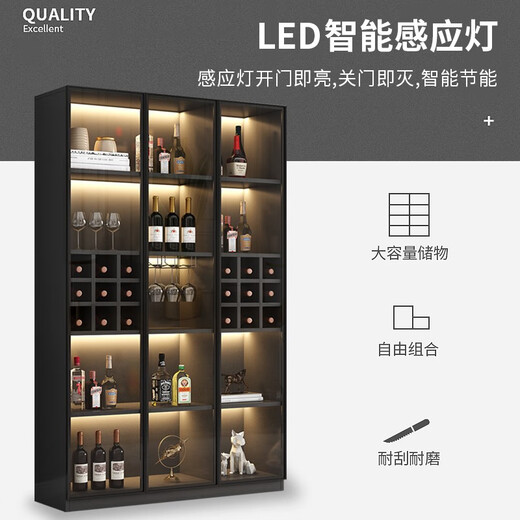 Yunxi home wine cabinet living room wine cabinet household floor-standing sideboard storage cabinet display cabinet simple with tempered glass door wine cabinet light luxury white single door 40*40*200 with light without wine compartment