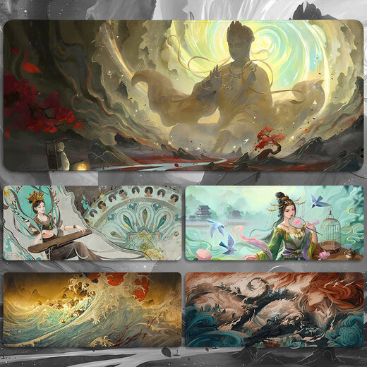 
Chuangjingyi chooses Dunhuang table mat Dunhuang style mouse mat super large computer keyboard office desktop mat lock edge mouse mat game DA9859 No. 4mm_700x300mm