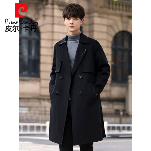 
Pier Cardin wool woolen jacket men's mid-length winter thickened Korean loose wool trench coat high-end double-sided wool coat gray-green M weight (115-135Jin [Jin equals about 0.5 kg])