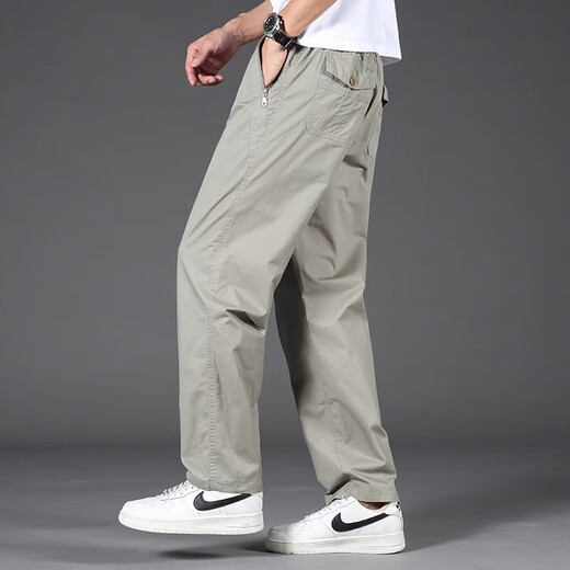Jeep Spirit Casual Hosen für den Frühling und den Sommer für Männer neue, gerade lose große Arbeitshosen für Männer mittleren Alters mit breiten Beinen khaki xl