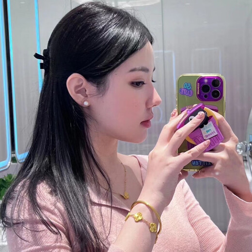 Vatican-made old Phoenix gold store style gold-wrapped 999 sterling silver four-leaf clover bracelet female forest simple ins five-flower bracelet bracelet