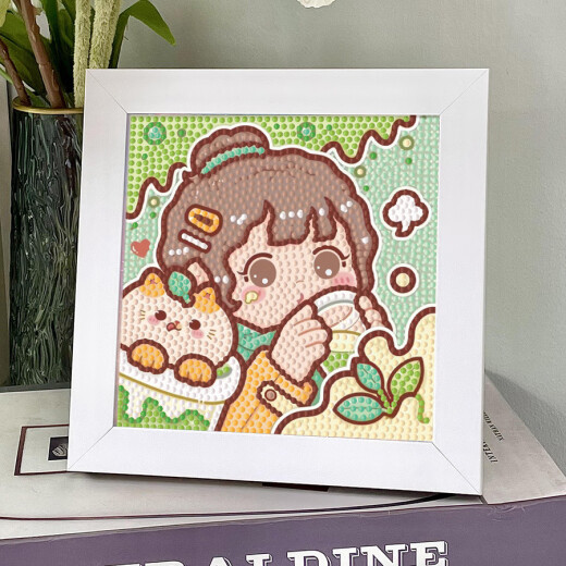 
He Jiagongdiy handmade diamond painting cartoon diamond painting full diamond sticker to give girlfriend bestie gift girl heart 7029+ canvas + diamond + tools + photo frame