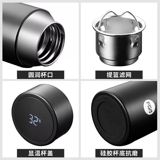 Fuguang Thermos Cup haut de gamme Hommes et femmes 316 Étudiant en acier inoxydable Thé portable grande capacité Eau Tasse du Nouvel An Personnalisation du cadeau Rose 480 ml