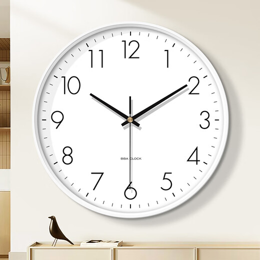 BBA wall clock living room simple clock wall hanging fashion home bedroom living room clock hanging watch quartz 26cm white