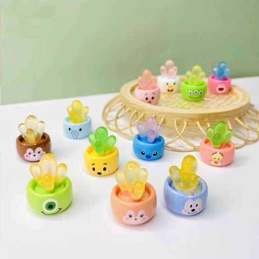 Luminöse Kaktus -Ornamente in der Autozentrum Konsole Dekoration DIY Accessoires Kinder Studenten belohnen kleine Geschenke Leuchtend Cartoon Sukkulente Kaktus Set 12