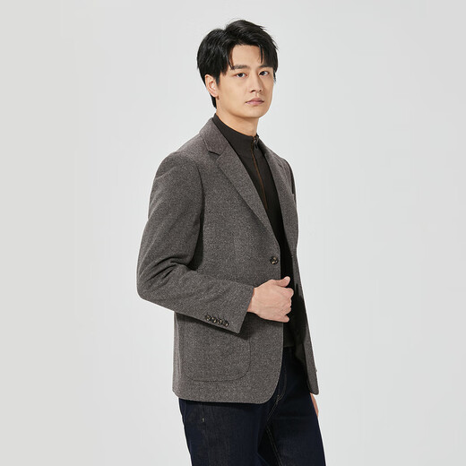 利郎羊毛呢西服外套男保暖商务男士毛呢大衣外套 灰咖（24DYR5041Y） M 165/84A