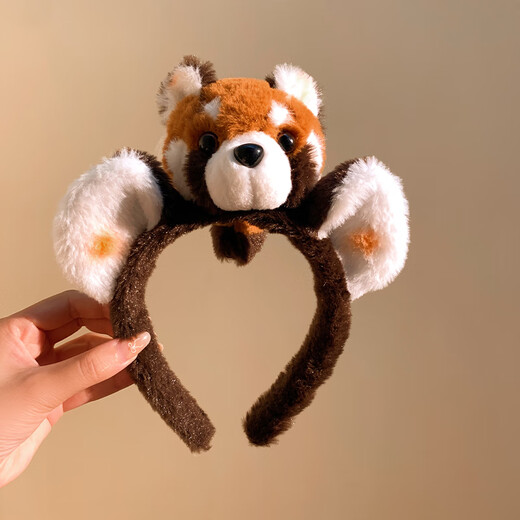 Danqin cute little raccoon plush headband for women, face wash, makeup headband, facial mask, special hairpin hair accessories, autumn and winter little raccoon plush headband