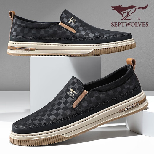 Zapatos para hombres de siete lobos zapatos para hombres Zapatos casuales Summer Summer Ballen Being Top Shoes 2186 Negro 40 zapatos de cuero Tamaño