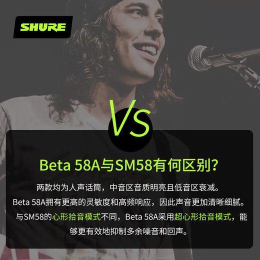 SHURE BETA58A SM58S wired dynamic microphone karaoke live stage performance playing and singing recording microphone BETA58A + 5m XLR cable + floor stand